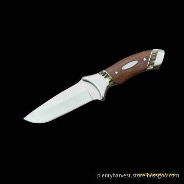 Fixed-Blade Knife with Wooden Handle (#3404)
